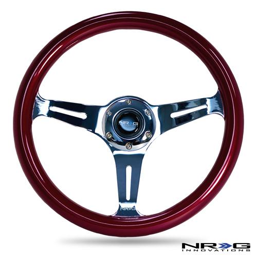 Nrg steering wheel classic wood grain 3 spoke chrome center 330mm