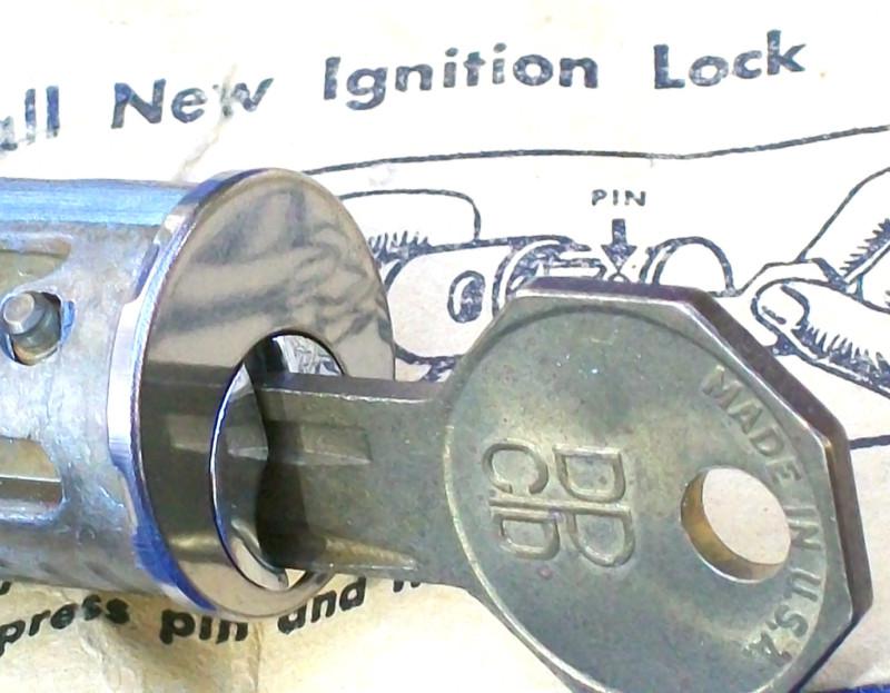 Nos vintage mopar ignition lock + dpcd logo uncut brass key b&s ilco yale ►113bp