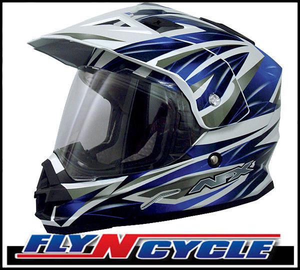 Afx fx-39 dual sport 2xl blue multi motorcycle full face helmet dot ece xxl