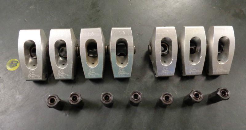 B) set of 7 only sb chevy 1.5 scorpion aluminum roller rocker arms - 7/16