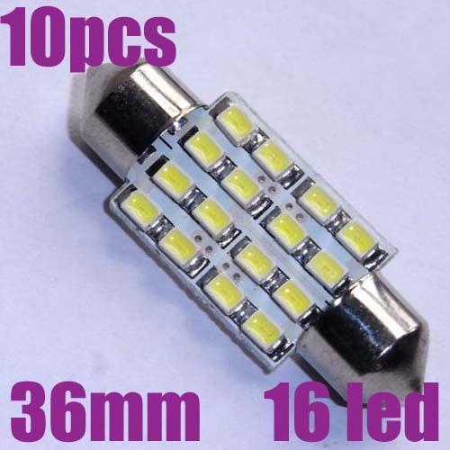 10x 36mm white 16 led car interior light dome bulb lamp