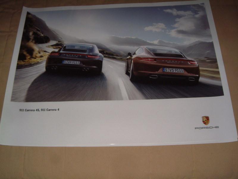 Porsche factory issued showroom poster of the porsche 911 carrera 4 & 4 s (no.9)