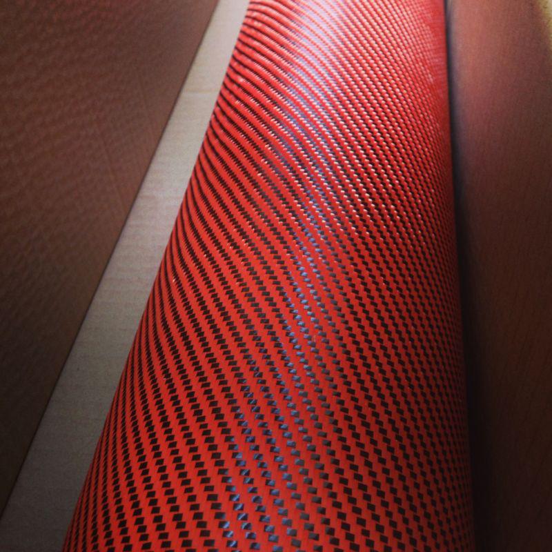 Carbon fiber (fibre) kevlar orange hybrid twill weave fabric ~ 40"w