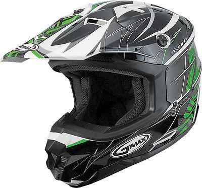 New gmax gm76x player offroad/motocross adult helmet, black/green/white, med/md