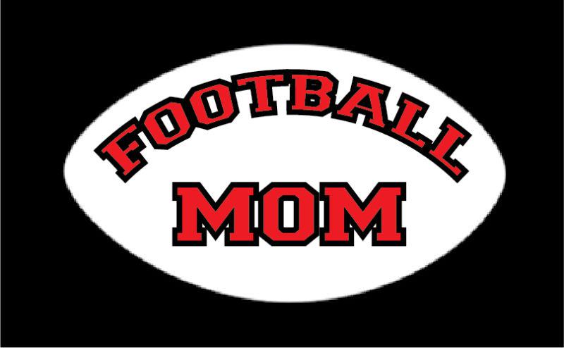 Vinyl sticker decal - 4" x 9" "football mom" - red and black