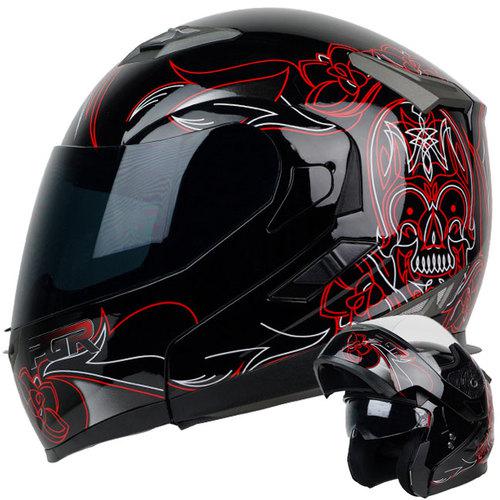 S m l xl ~ pgr f99 red skull modular full face dual visor dot motorcycle helmet