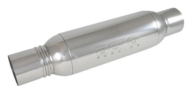 5.0" inlet/outlet aero turbine xl resonated muffler, stainless steel - at5050xl