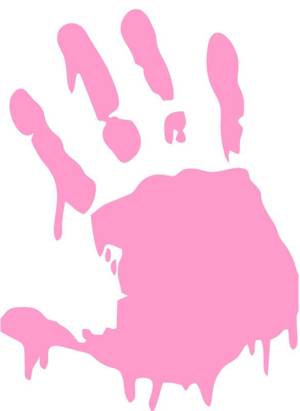 Zombie hand vinyl car decal sticker, highest quality, soft pink, 11.5" x 8.5"