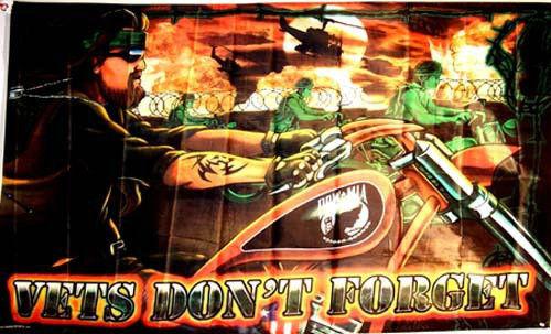 Vets don't forget biker flag 3x5' banner bx*