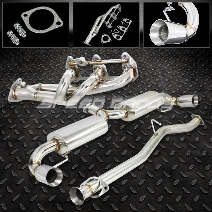 Dual 3.5" tip muffler cat back catback exhaust+header 04-11 mazda rx-8/rx8 se3p