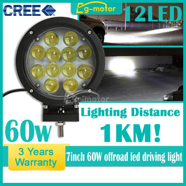 60w 7inch 5100lm cree spot led work light off-road 4x4 4wd car truck pickup van