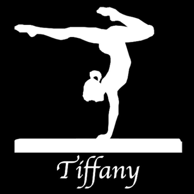 Custom vinyl girl gymnast on balance beam with name car window decal / sticker