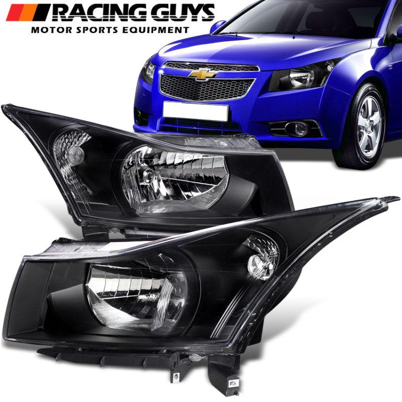 Euro chevrolet cruze black housing head lights lamps euro sport pair left right 