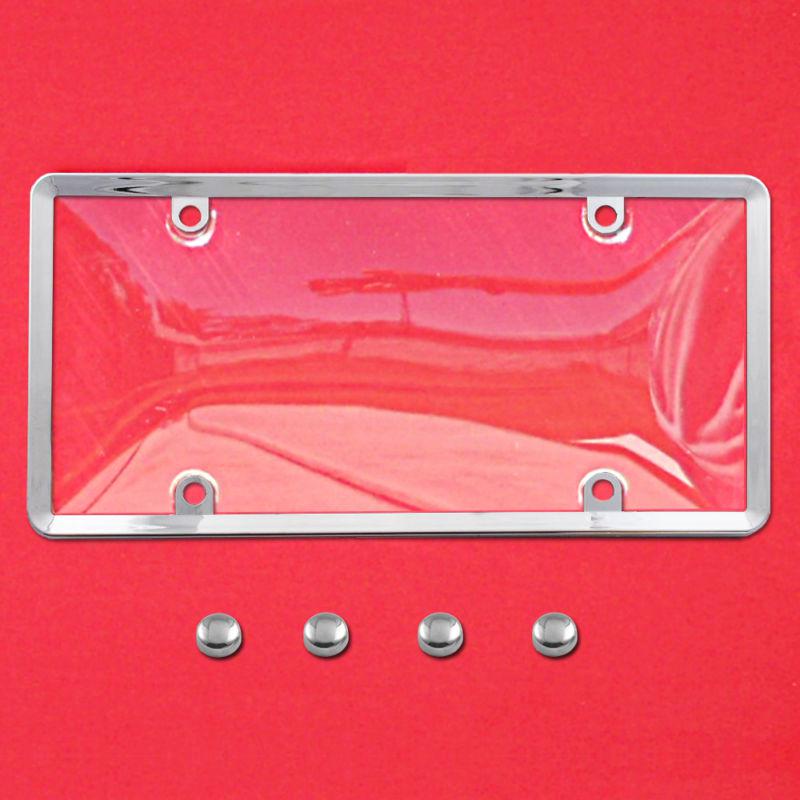 Buy CLEAR PLASTIC LICENSE PLATE SHIELD +CHROME FRAME bug cover tag