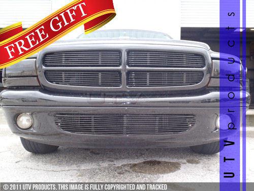 1997 - 2004 dodge dakota upper & bumper 5pc combo black billet grille kit 97 98 