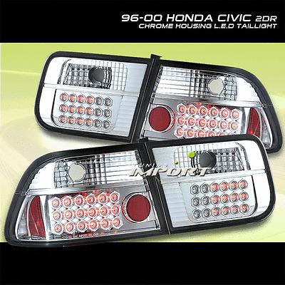 96-00 honda civic dx ex si 2dr chrome led tail lights