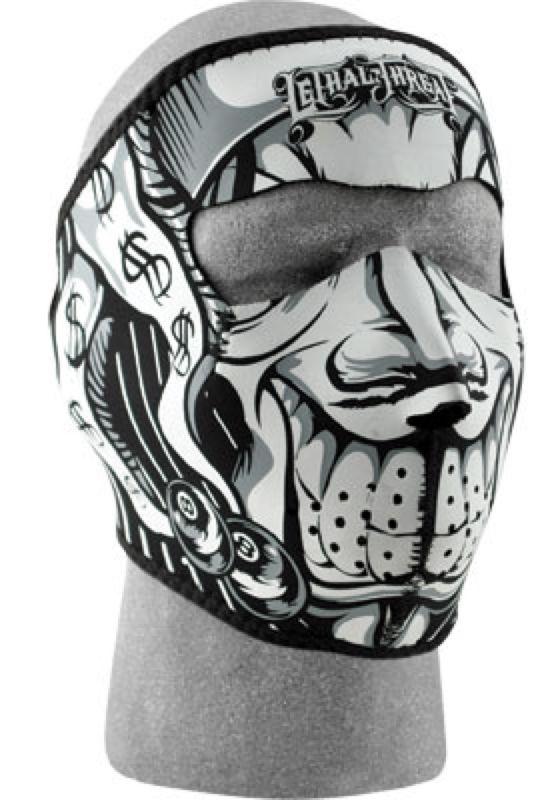 Lethal threat zan jester full face mask one size fits most neoprene reversible