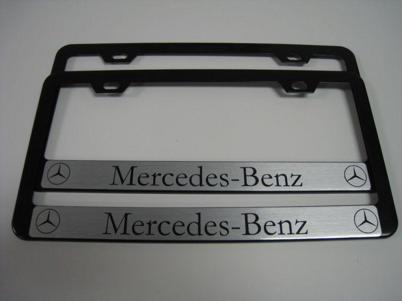 (2) black coated metal license plate frame - mercedes-benz rev (e-class)