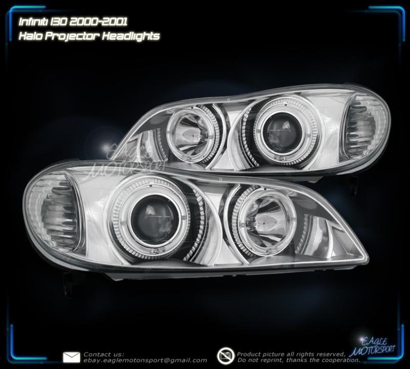 Infiniti 00-01 i30 dual twin halo projector chrome headlights lamps