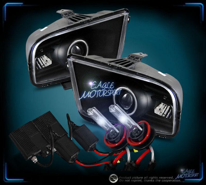 8000k slim hid 2005-2009 ford mustang ccfl halo projector blk headlights 2nd