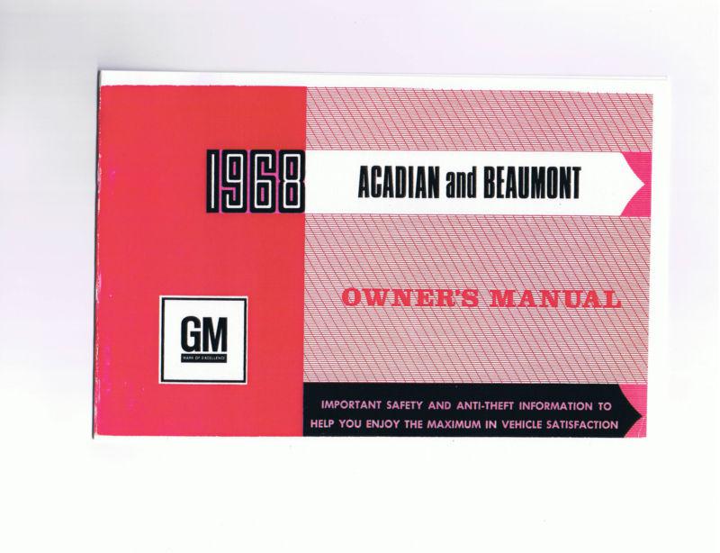 1968 acadian and beaumont (pontiac of canada)  owners  manual, new, unreserved