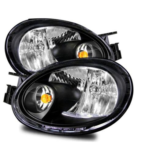 03-05 dodge neon/srt-4 aftermarket black crystal headlights replacement housings