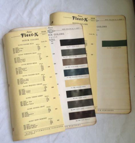 1939 buick paint chips~automotive~acme paints~general motors~color chart