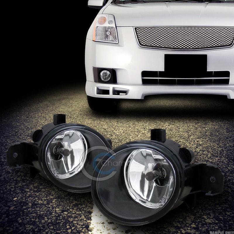 Jdm chrome clear lens front bumper fog lights lamps w/switch 07-09 nissan sentra