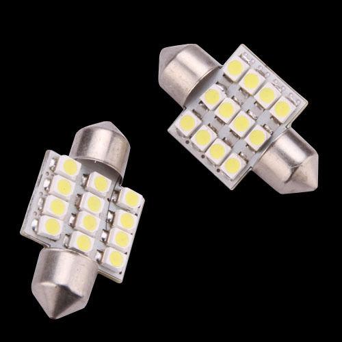 Wholesale   2x 31mm 12 led smd festoon dome light lamp car bulbs white