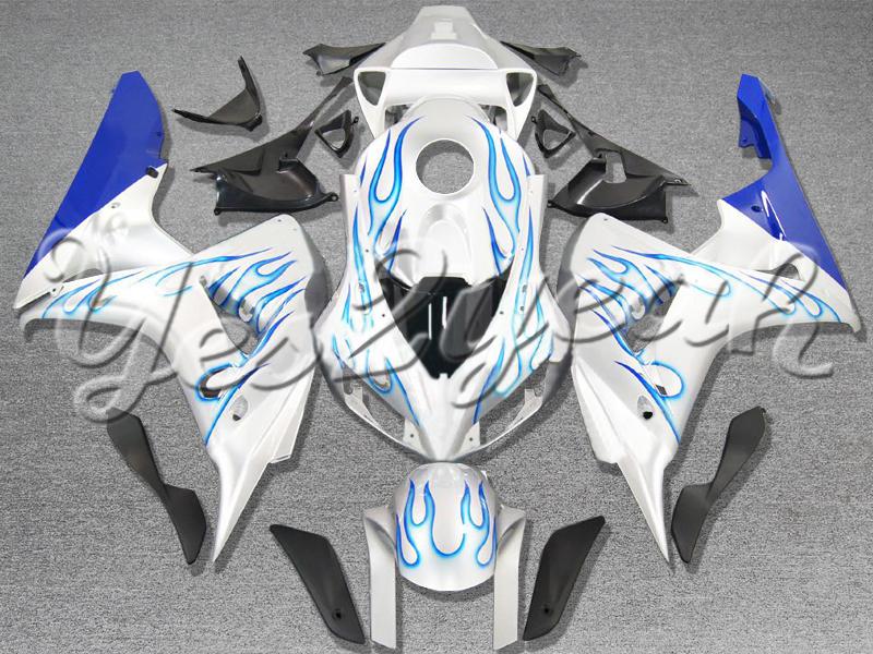 Injection molded fit fireblade cbr1000rr 06 07 blue flames white fairing zn945