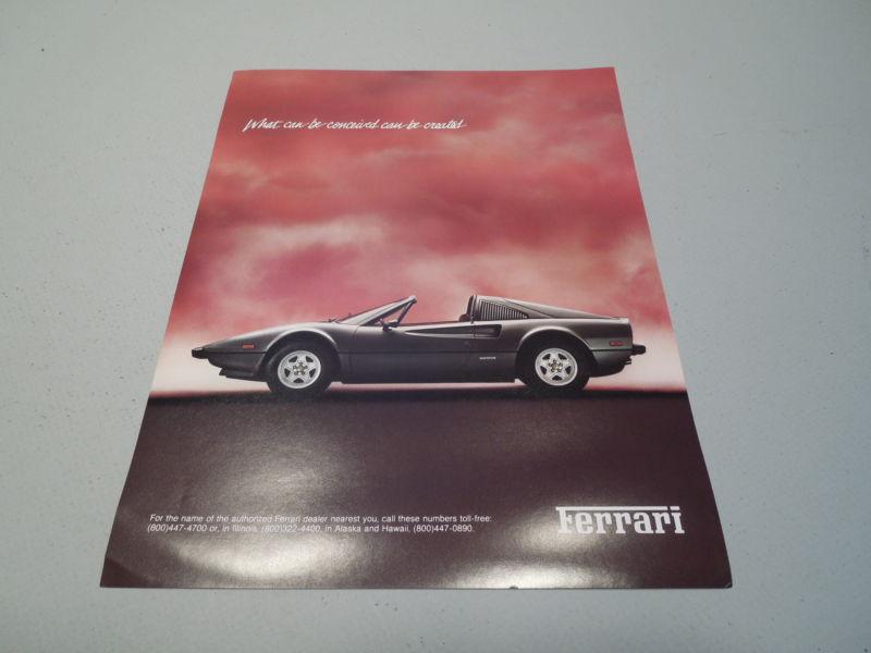 1981 ferrari 308 gts advertising  cut spec sheet  nos