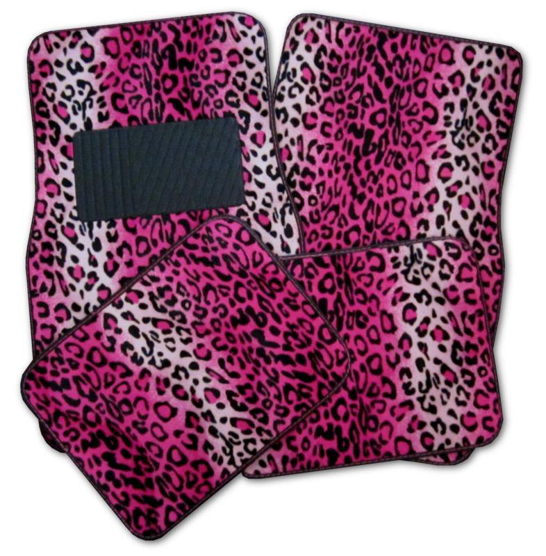 New pink leopard car truck auto interior floor mats set #1