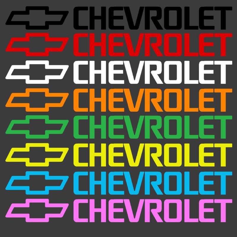 (2x) chevrolet with bowtie decal stickers (set of 2 ) any color (size 6``x1/2")