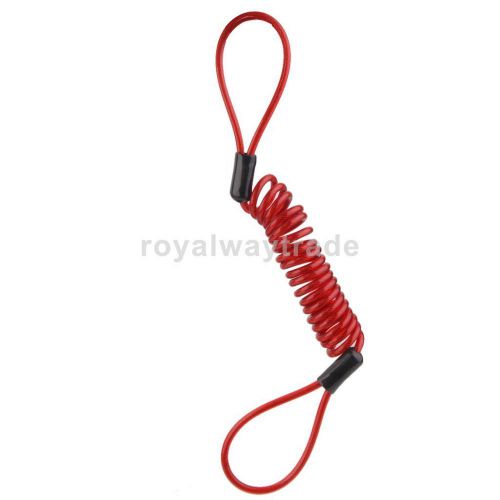 Safety lanyard spring coil wire disc brake lock reminder cable red