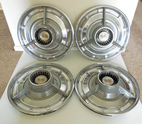 1963 chevrolet 3 bar spinner ss hubcaps super sport chevy wheel covers