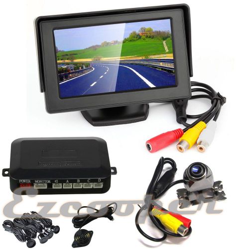 4.3&#034; car rear view monitor+backup camera night vision+radar+4*sensor parking kit