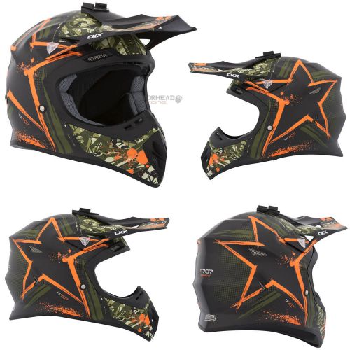 Mx helmet carbon fiber ckx tx-707 element green/orange mat large off road