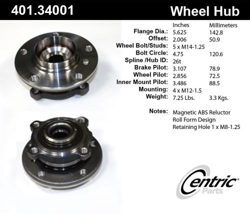 Axle wheel bearing and hub assembly centric fits 11-16 mini cooper countryman