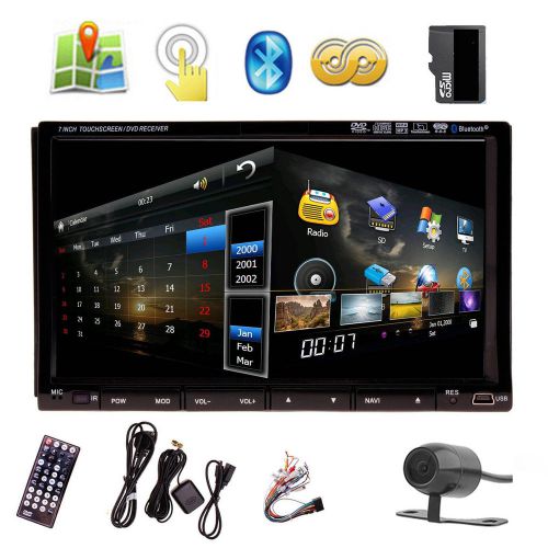 Camera+7&#034; in dash 2 din car stereo dvd player gps navigation mic bluetooth radio