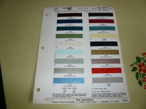 1967 mercury ditzler ppg color chip paint sample - comet cougar monterey