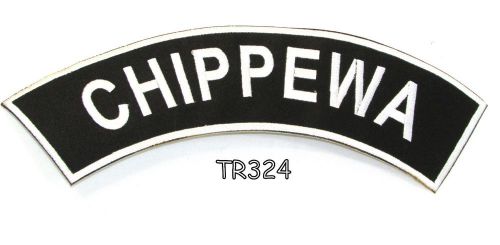 Chippewa white black iron and sew on top rocker patch for biker jacket tr324sk