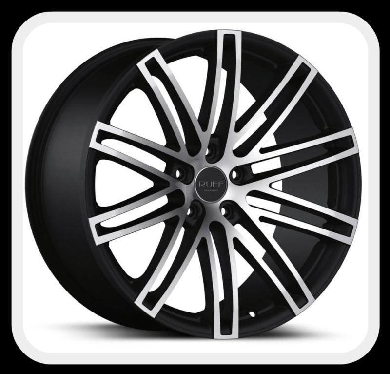 20" x 8.5" 20" x 10" ruff racing r955 gloss black machined staggered wheels rims