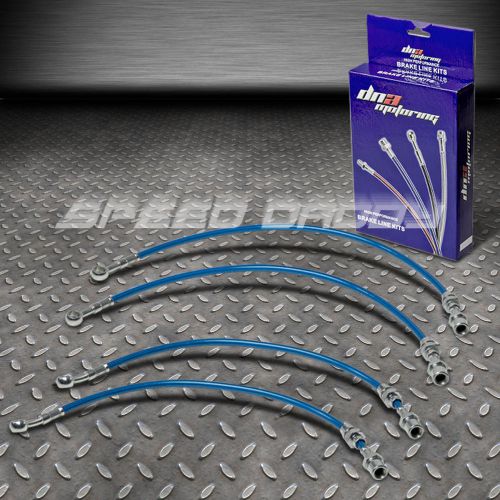 Front+rear stainless hose blue brake line/cable kit for 00-06 sentra b15 se/ser