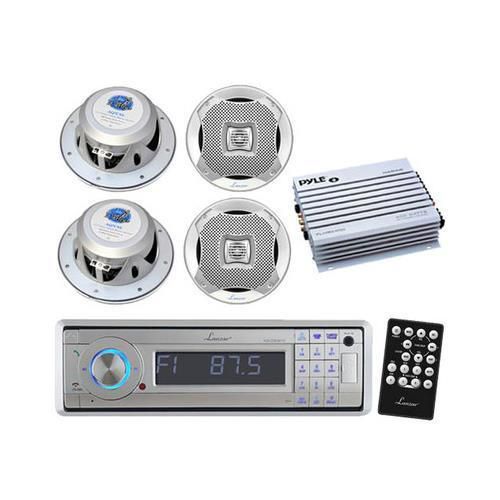 Aqcd60bts marine yacht detachable face cd/mp3 player w/bluetooth 400w amp 4 spkr