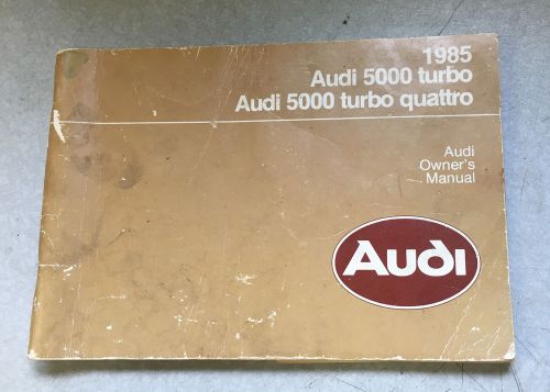 Audi owners manual 1985 audi 5000 turbo / audi 5000 turbo quattro