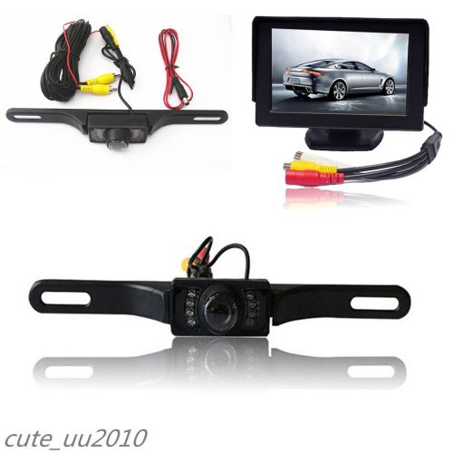 4.3&#034;tft lcd display monitor + ir night vision auto car reverse backup camera kit