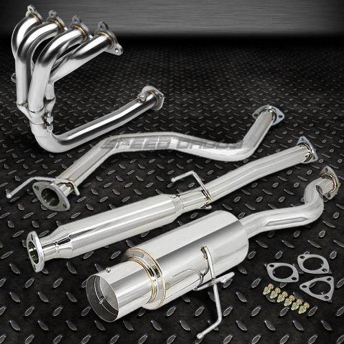 4.5&#034;muffler tip racing catback+4-1 header manifold exhaust for 96-00 civic ej6