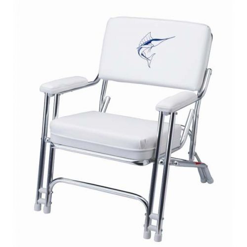 Garelick mariner folding deck chair with sewn cushions