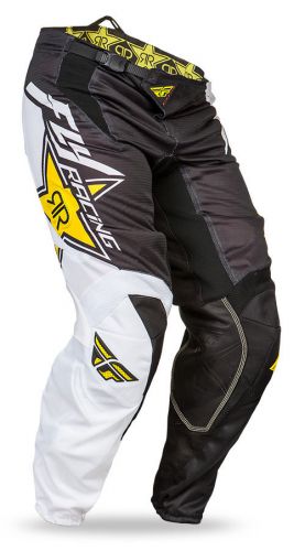 Fly racing kinetic vector rockstar mens mesh mx offroad pants yellow/black/white