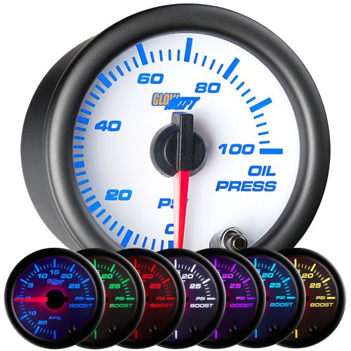 Buy 52mm GlowShift White 7 Oil Pressure PSI Gauge w. 7 Color